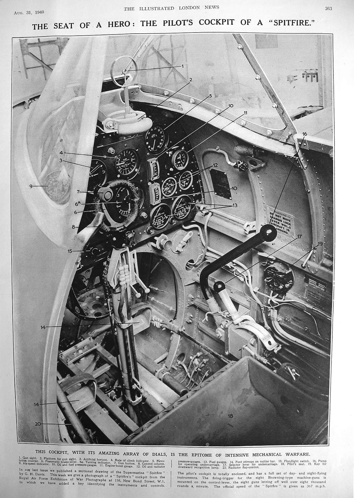 The cockpit of a Spitfire